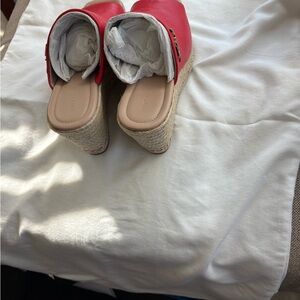 Karl Lagerfeld Red Wedge Sandals